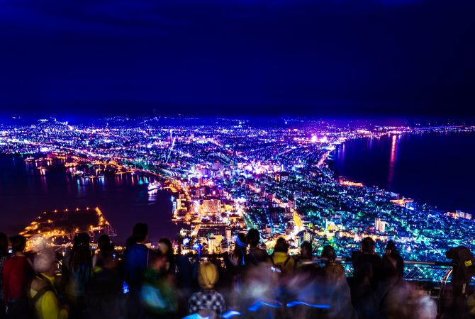 Hakodate night view from Mount Hakodate, an iconic panorama of the city lights