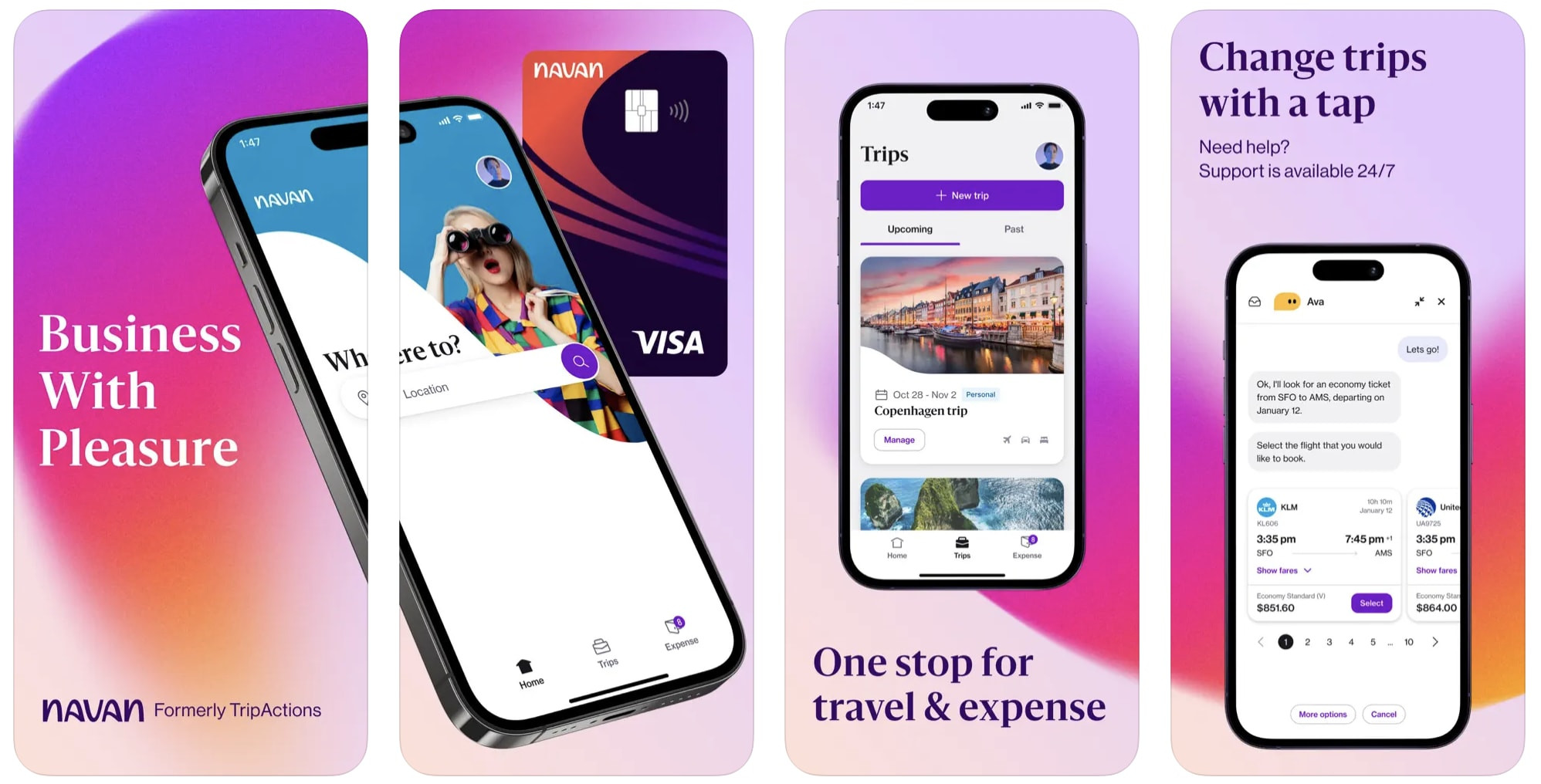Navan corporate travel app screenshots