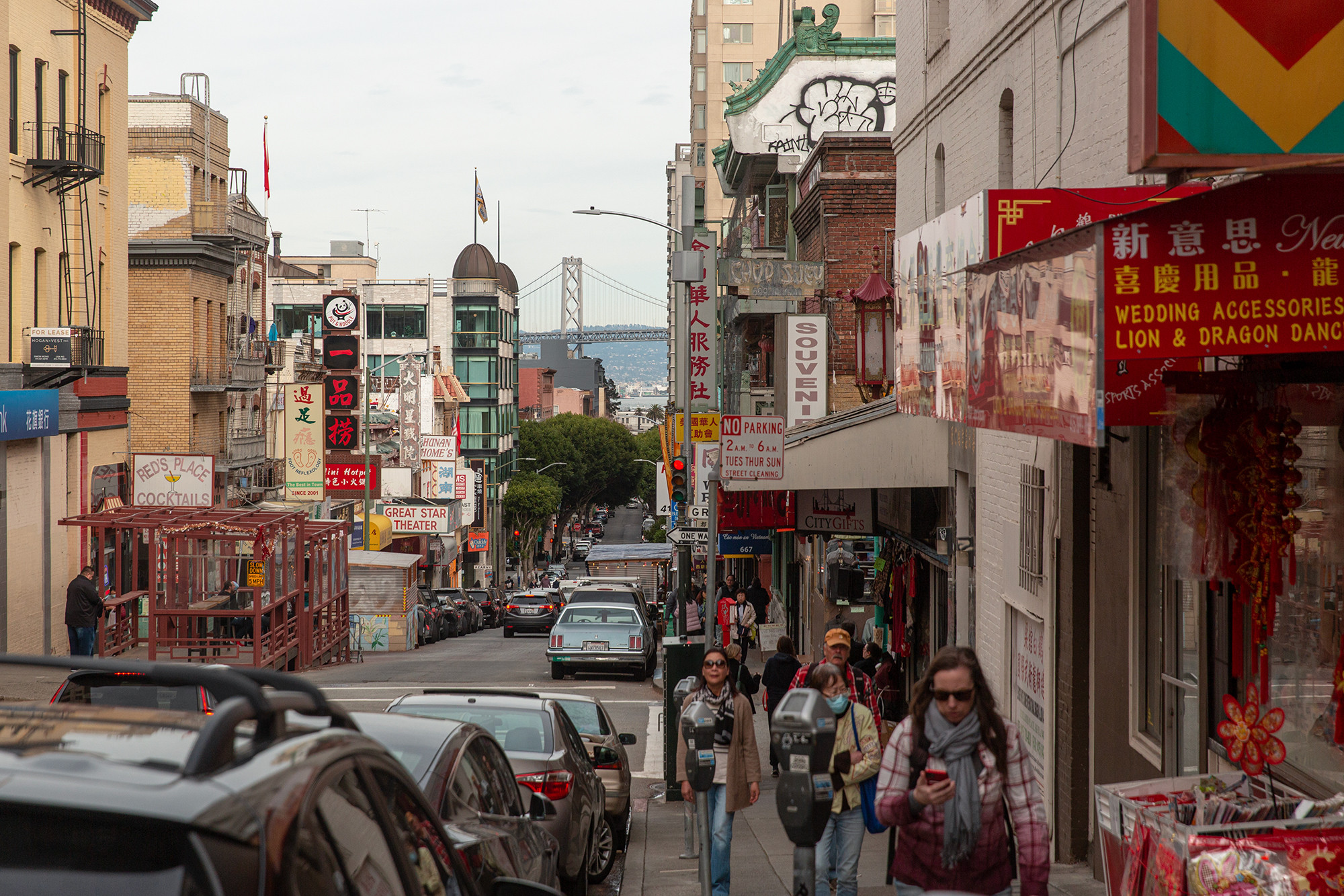 Tourists explore San Francisco's Chinatown