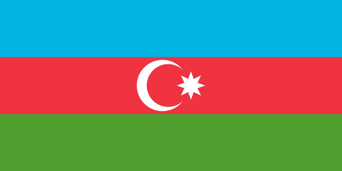 Azerbaijan flag waving in the wind