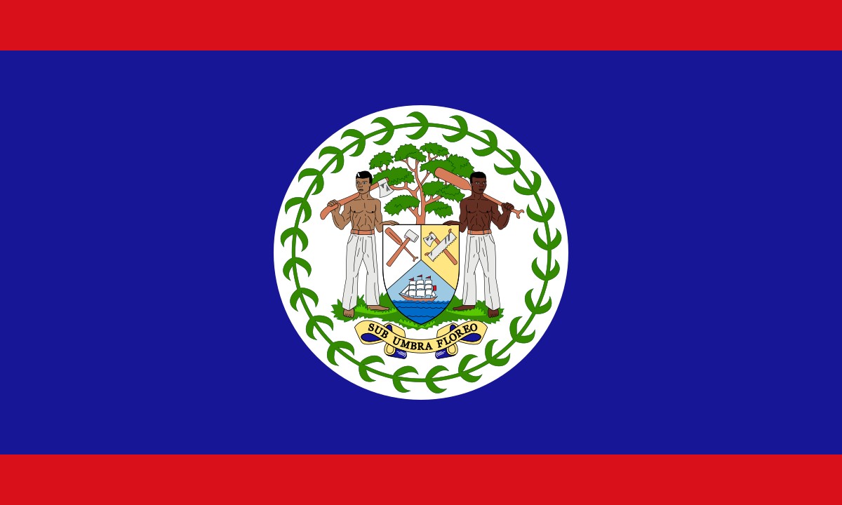 Belizean flag waving in the breeze