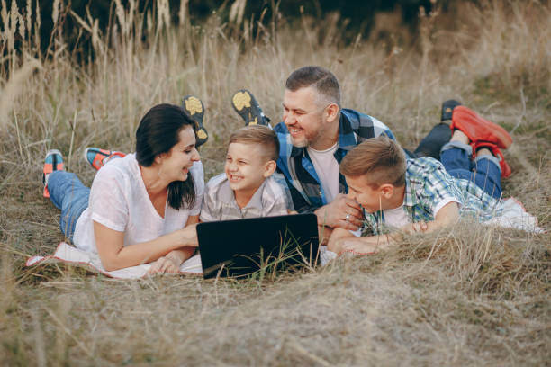 Happy family of four