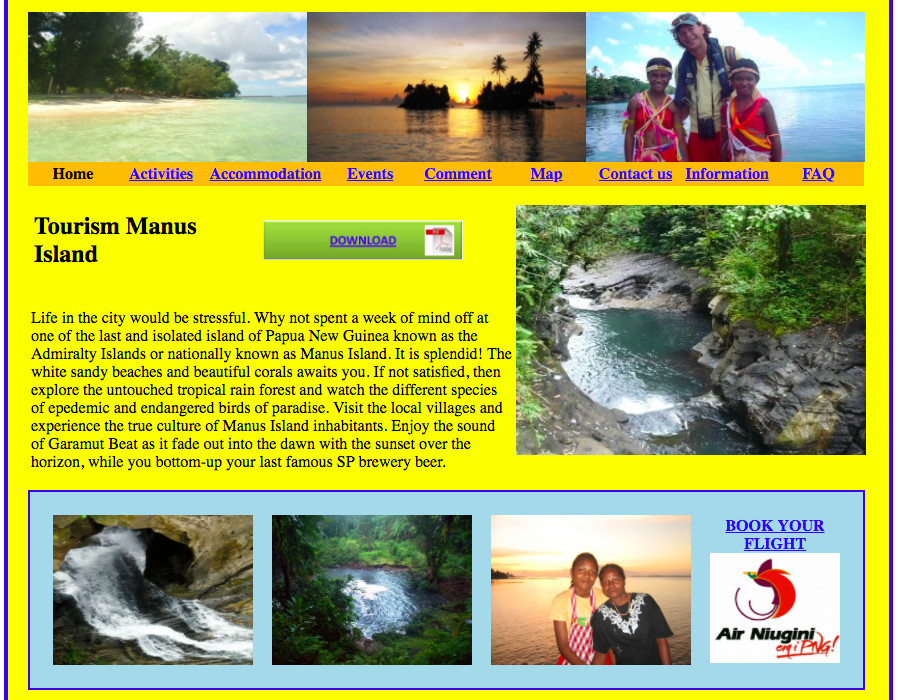 Manus Island Tourism Website