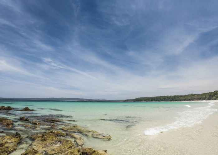 The pristine white sands of Greenfield Beach in Vincentia