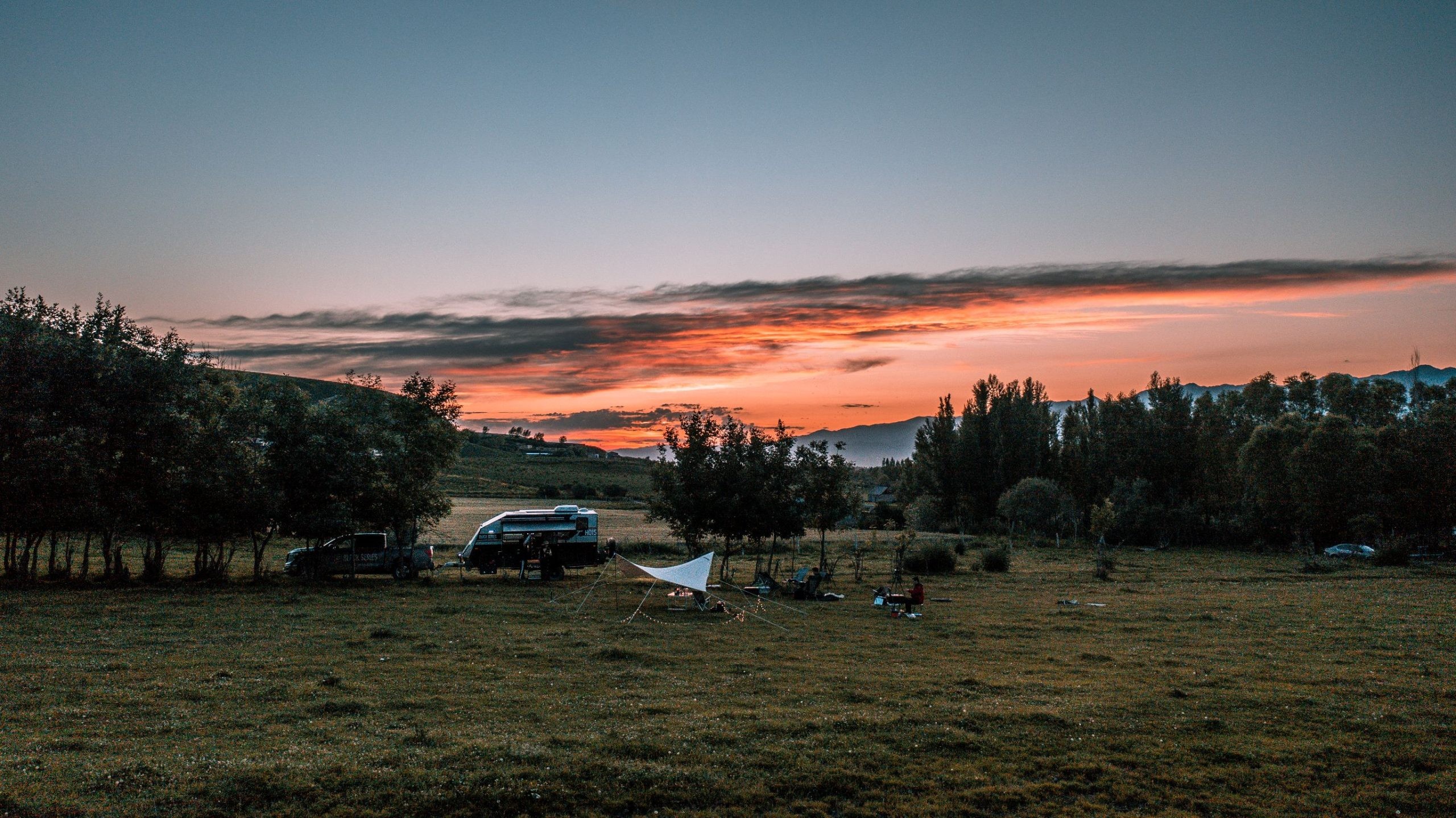 Travel trailer camping in the mountains
