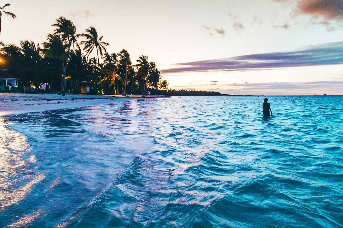 Tourists Relaxing on a Dominican Republic Beach