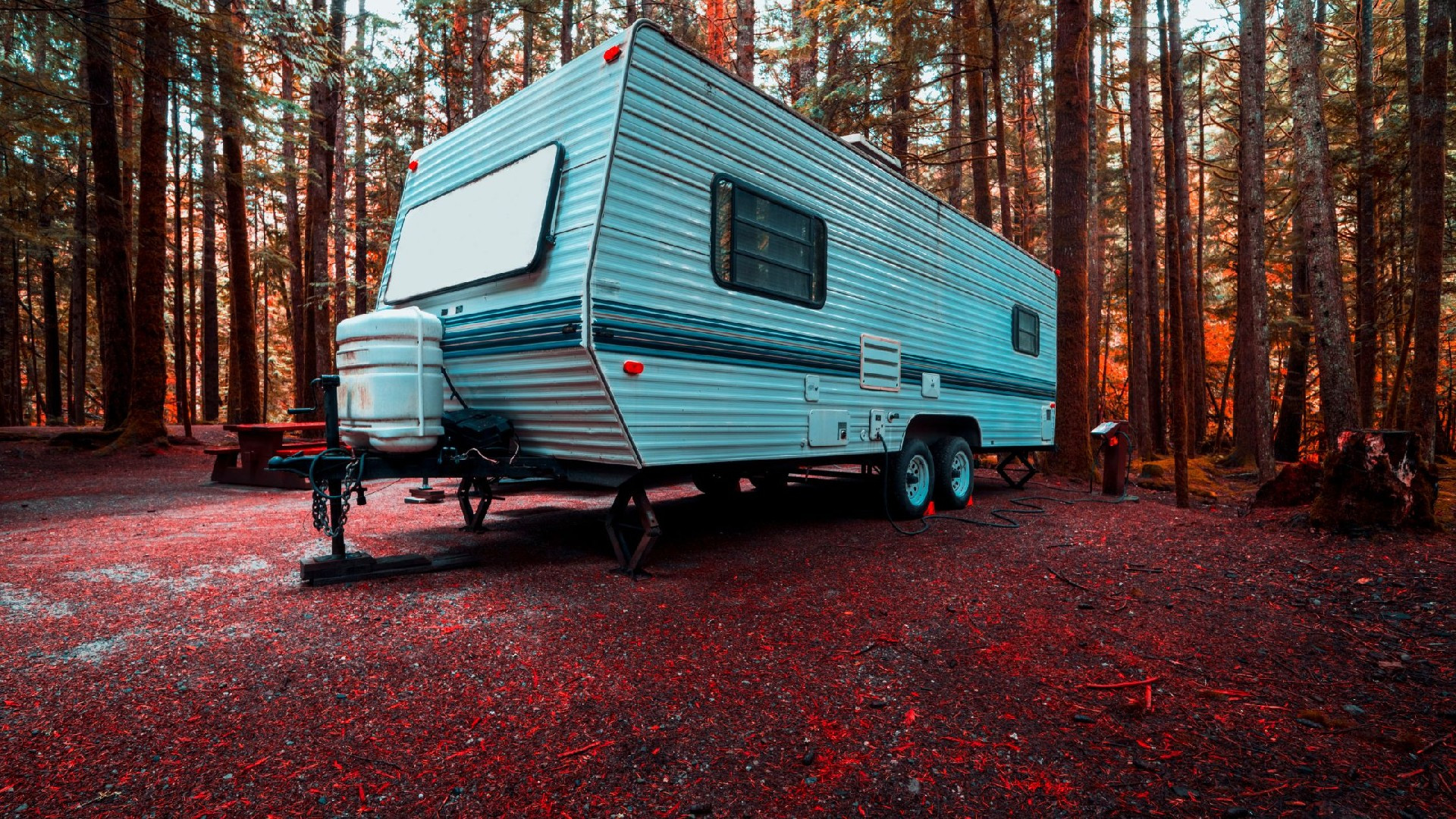 travel trailer in nature