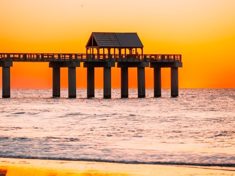 Sunset at Surfside Pier in South Carolina