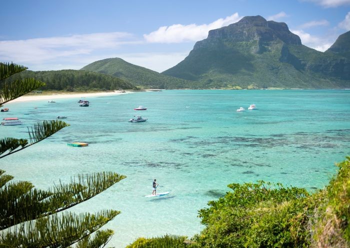 Paddleboarding at the pristine Lagoon Beach on Lord Howe Island