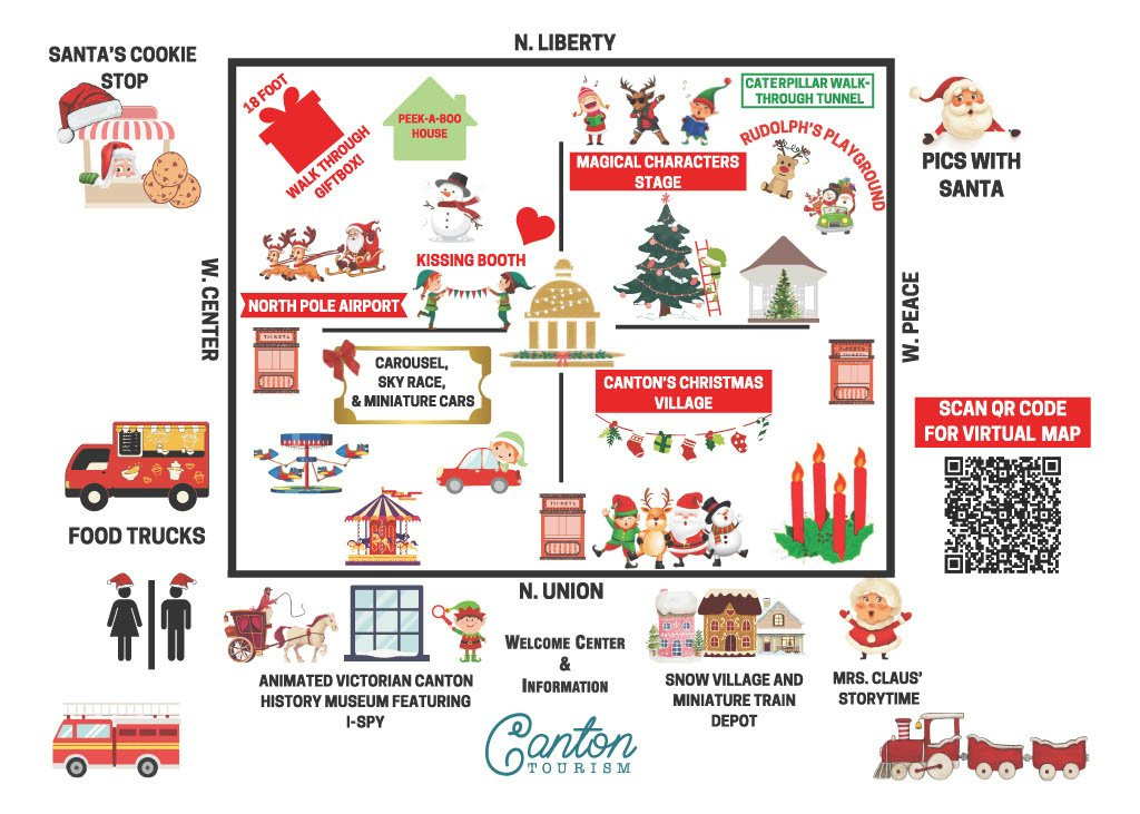 Canton Christmas Festival Map 2024, showing layout of attractions and vendor locations