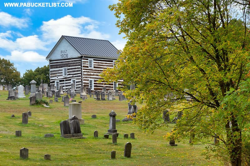 Fall foliage in Bedford County at the 1806 Old Log Church