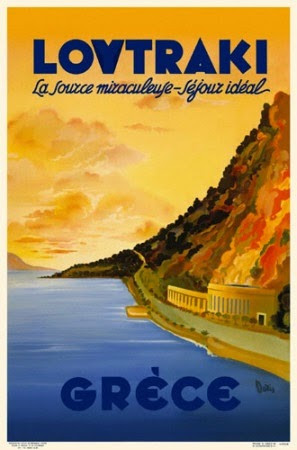 Loutraki, vintage Greek travel poster