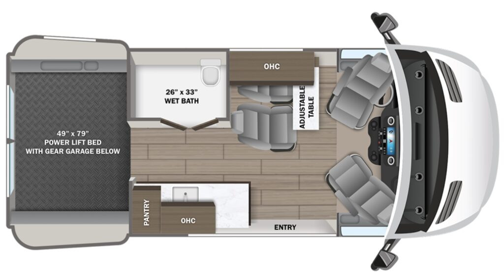 Entegra Launch 19Y toy hauler floorplan. 