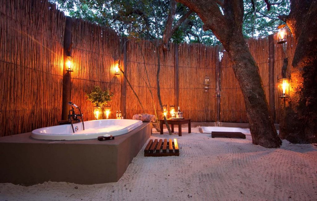 A safari tent at a glamping site