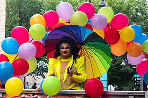 People celebrating Pride at a Vermont event