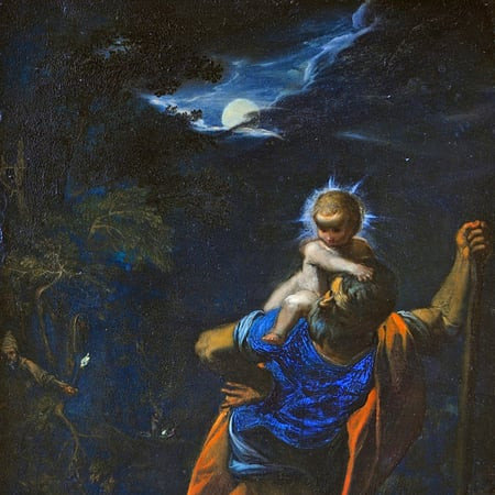 St. Christopher carrying child across river