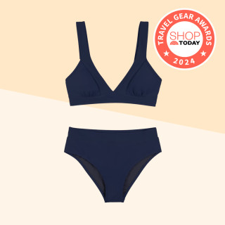 Cupshe Longline V-Neck Bralette Classic High Waist Bikini Set, a stylish and affordable swimwear option