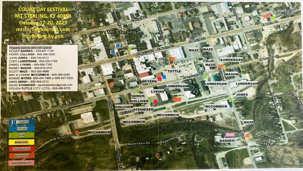 2025 Oct Court Day Fest in Mt. Sterling Vendor map