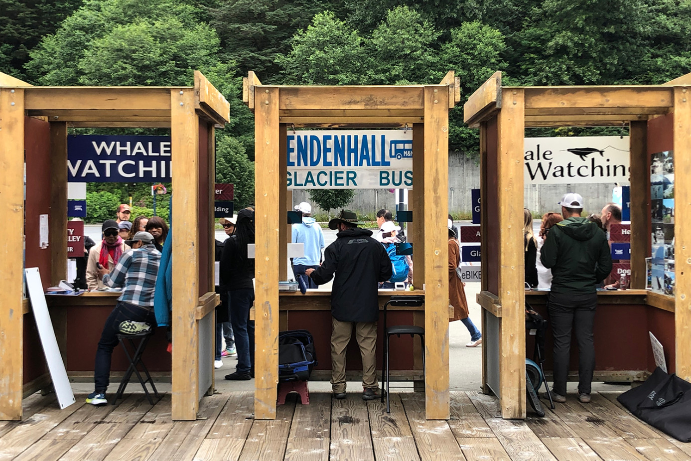 Vendors selling tours to cruise ship passengers in downtown Juneau