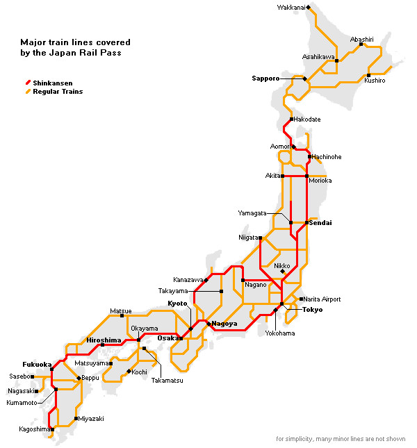 Japan Rail Pass Map