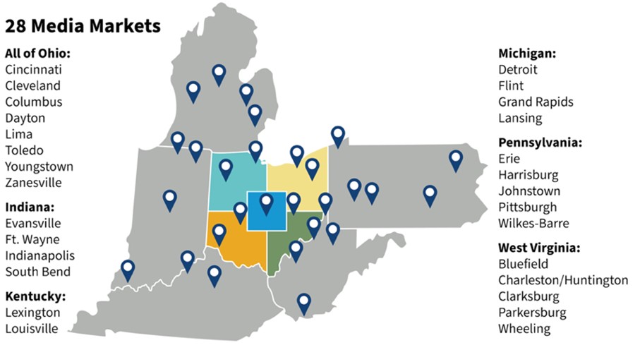 Ohio Map of Media Markets