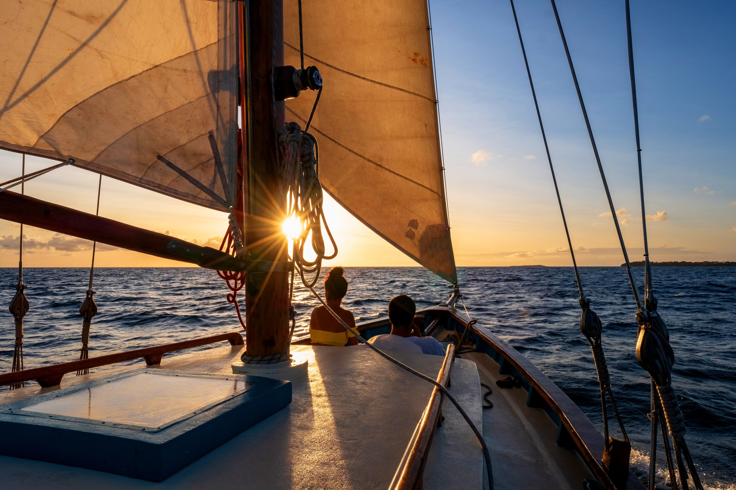 Sailing off the coast of the Windward Islands in the Caribbean, one of the best places to go on holiday in March