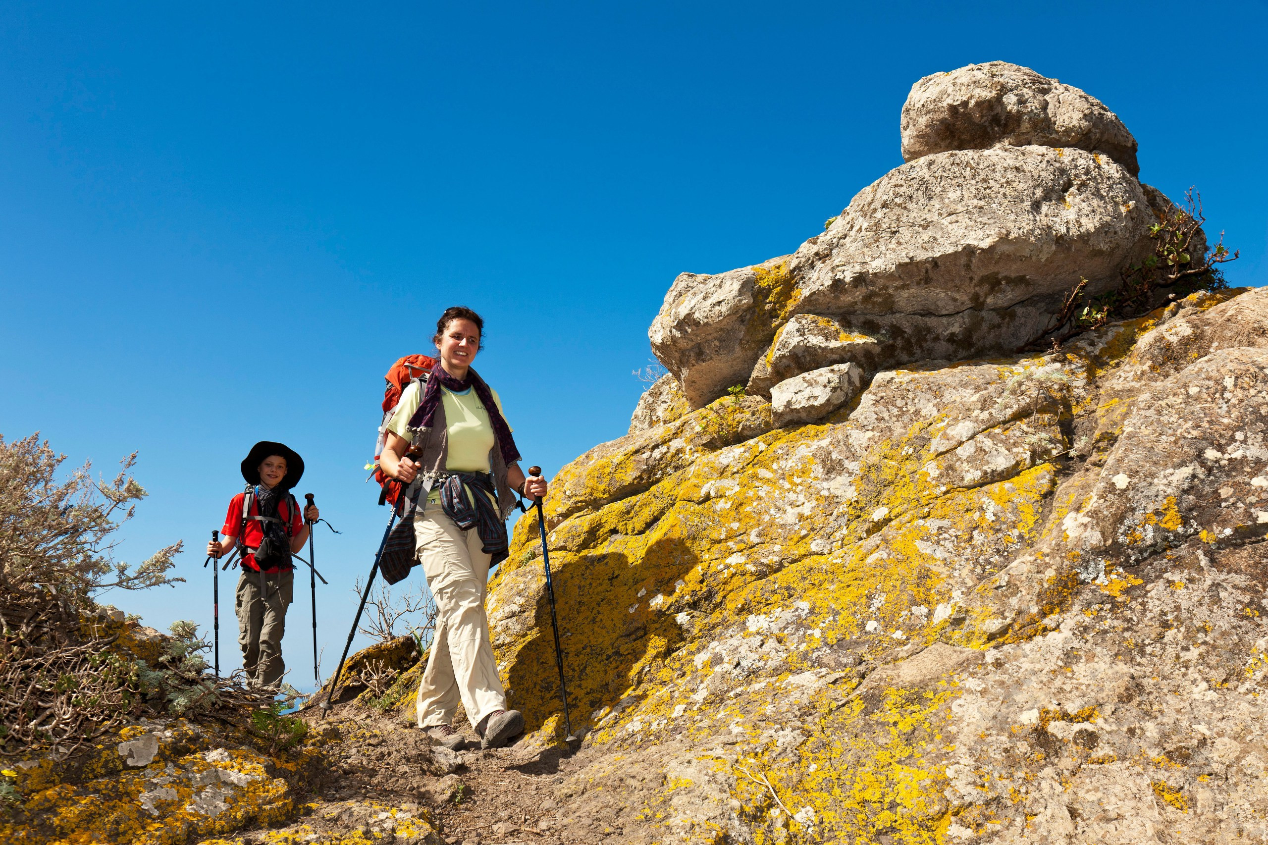 Hikers in Tenerife’s Anaga mountains, capturing the island's natural beauty