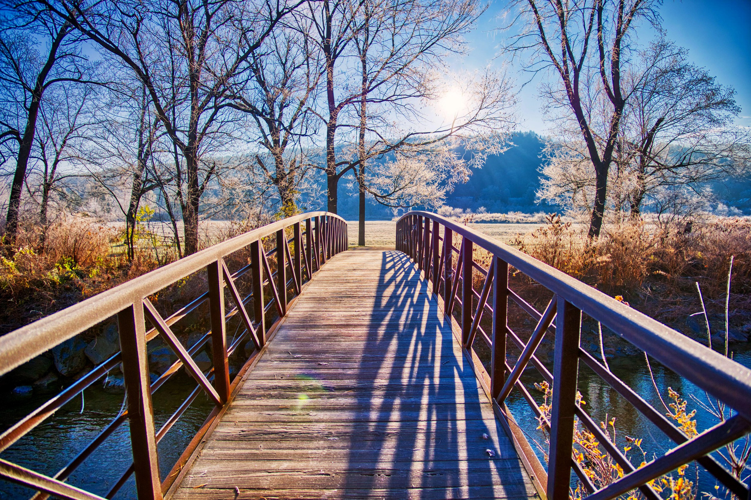 A bridge on the Stowe Recreation Path in Stowe, Vermont, US, a great place to go on holiday in December