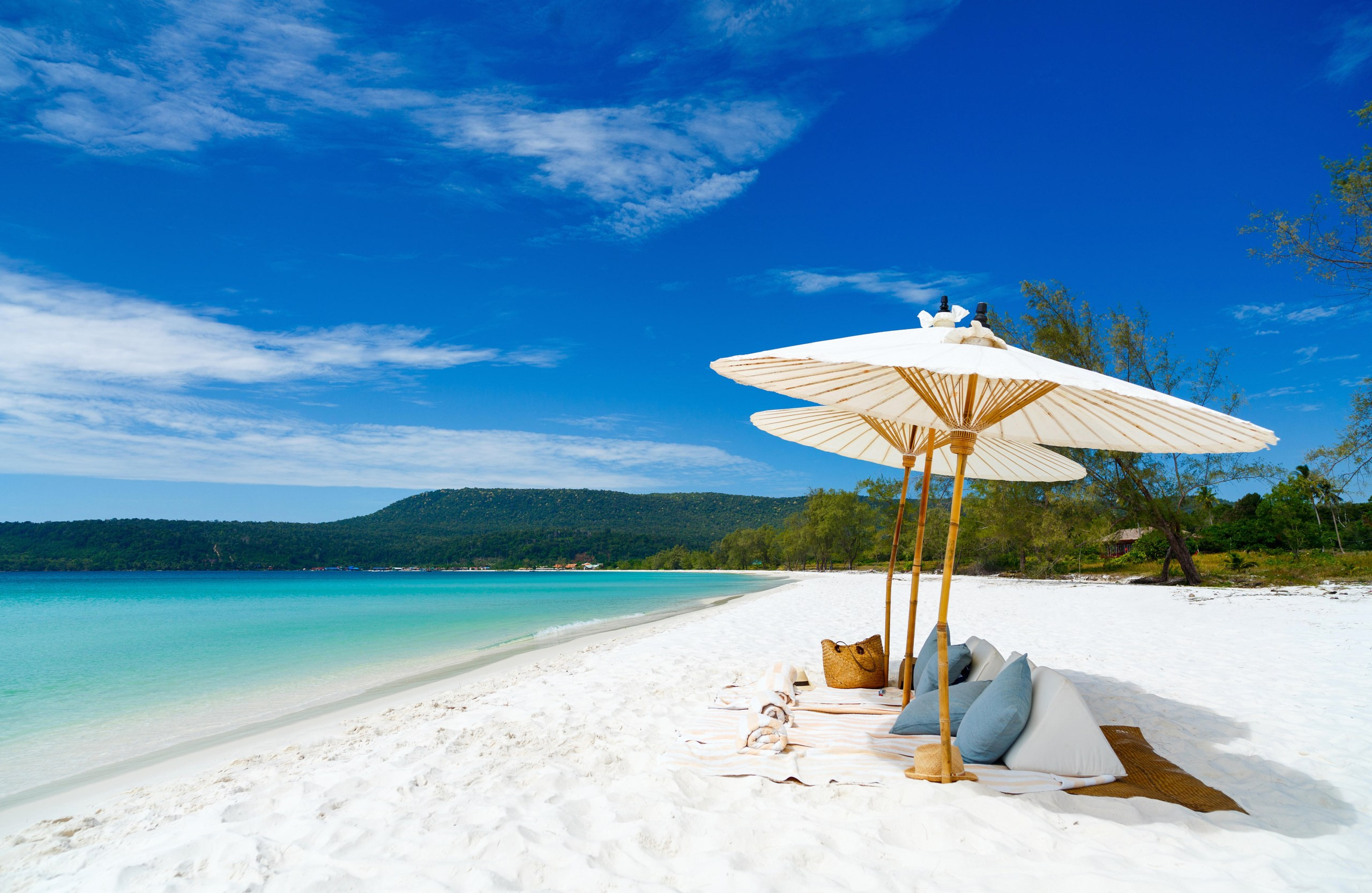 Koh Rong, Cambodia, featuring a tropical island with white sandy beaches and clear waters