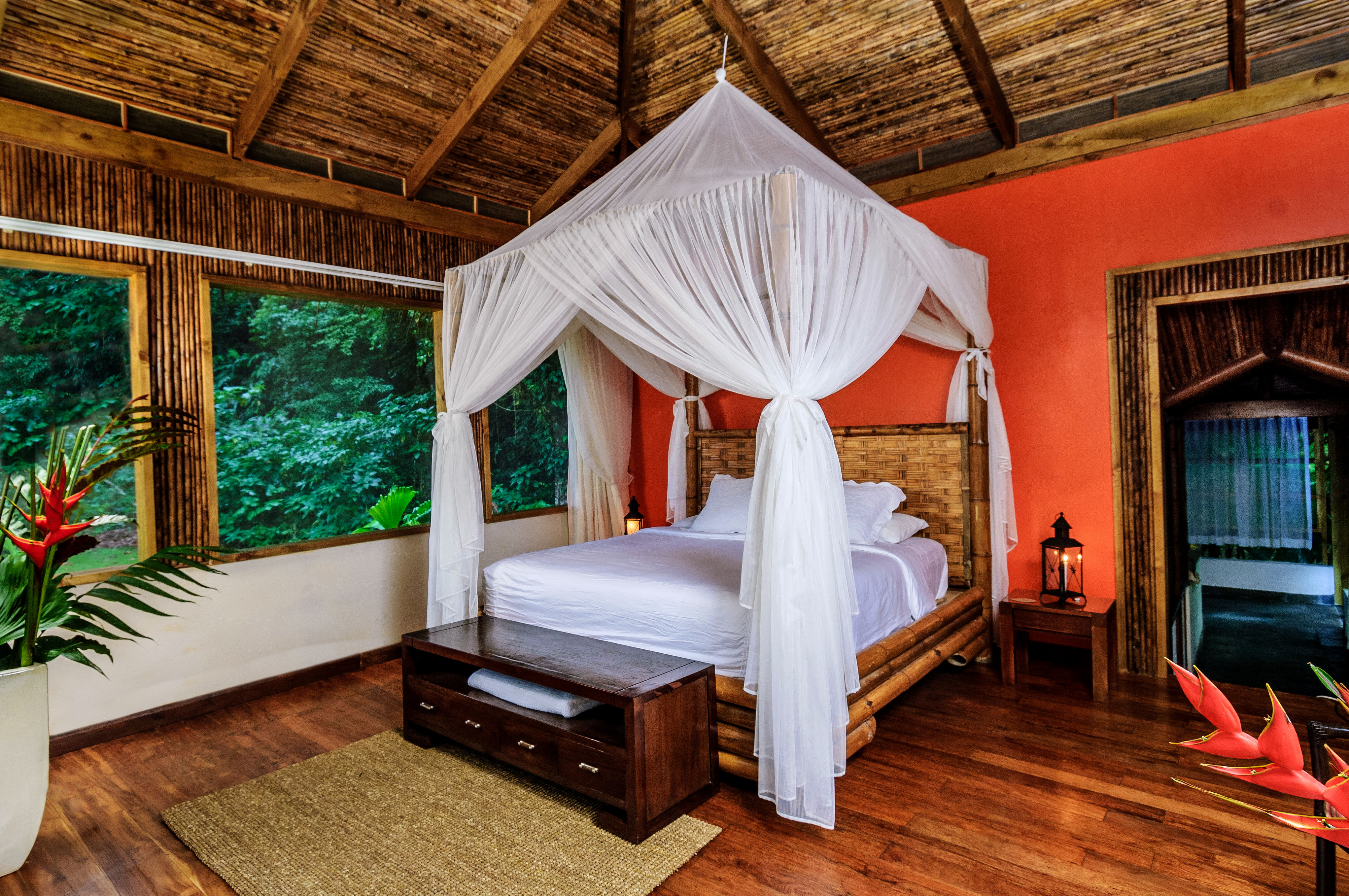 A River View Suite at Pacuare Lodge in Costa Rica, showcasing a luxurious jungle lodge with river views