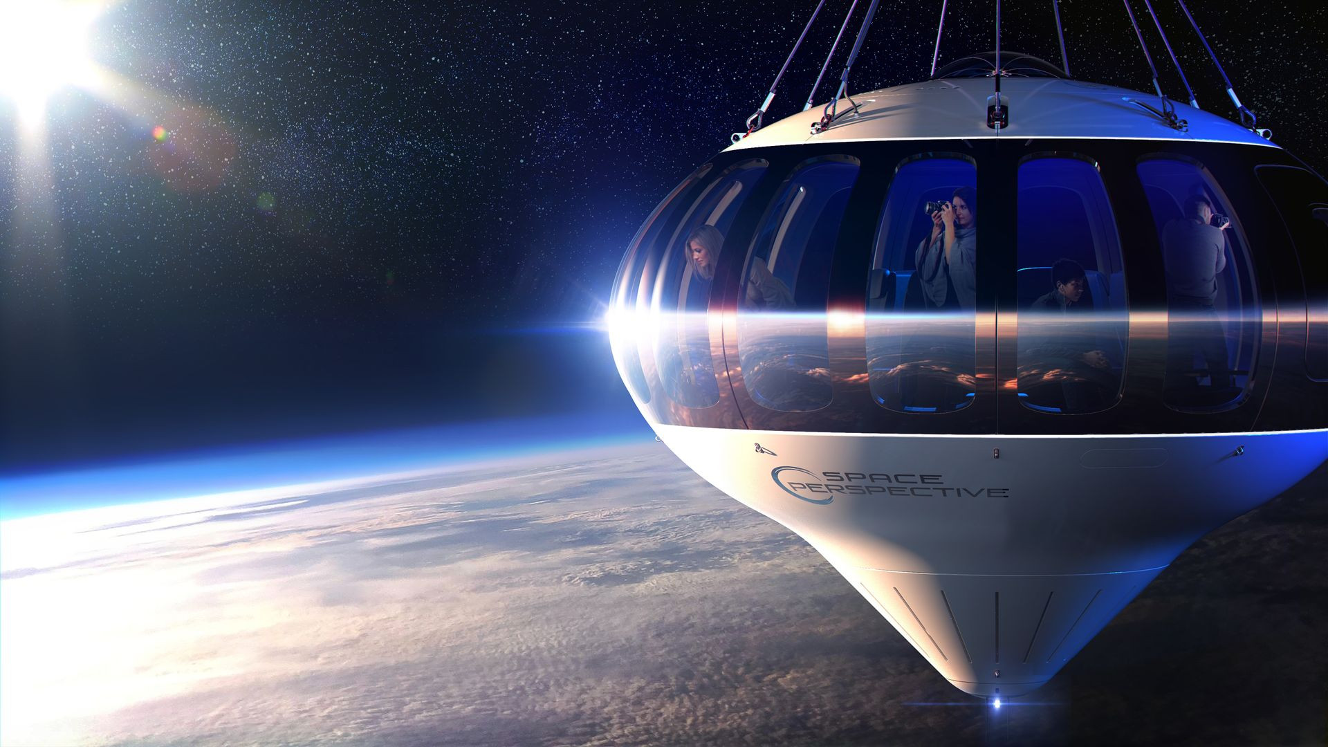Space Perspective's Spaceship Neptune illustration over Earth