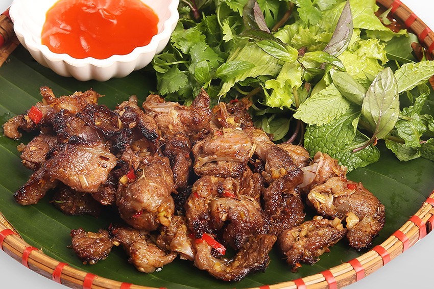 Grilled pork meat mai chau vietnam food