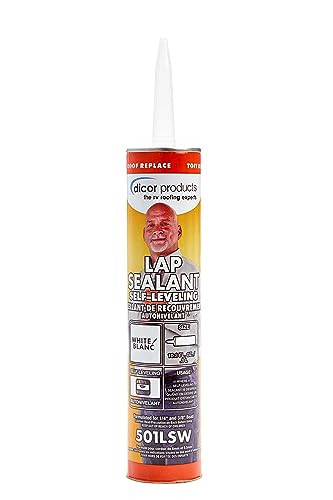 Dicor Self-Leveling Lap Sealant application for RV roof repair: Smooth finish