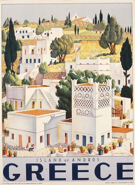 Greek vintage travel poster Andros