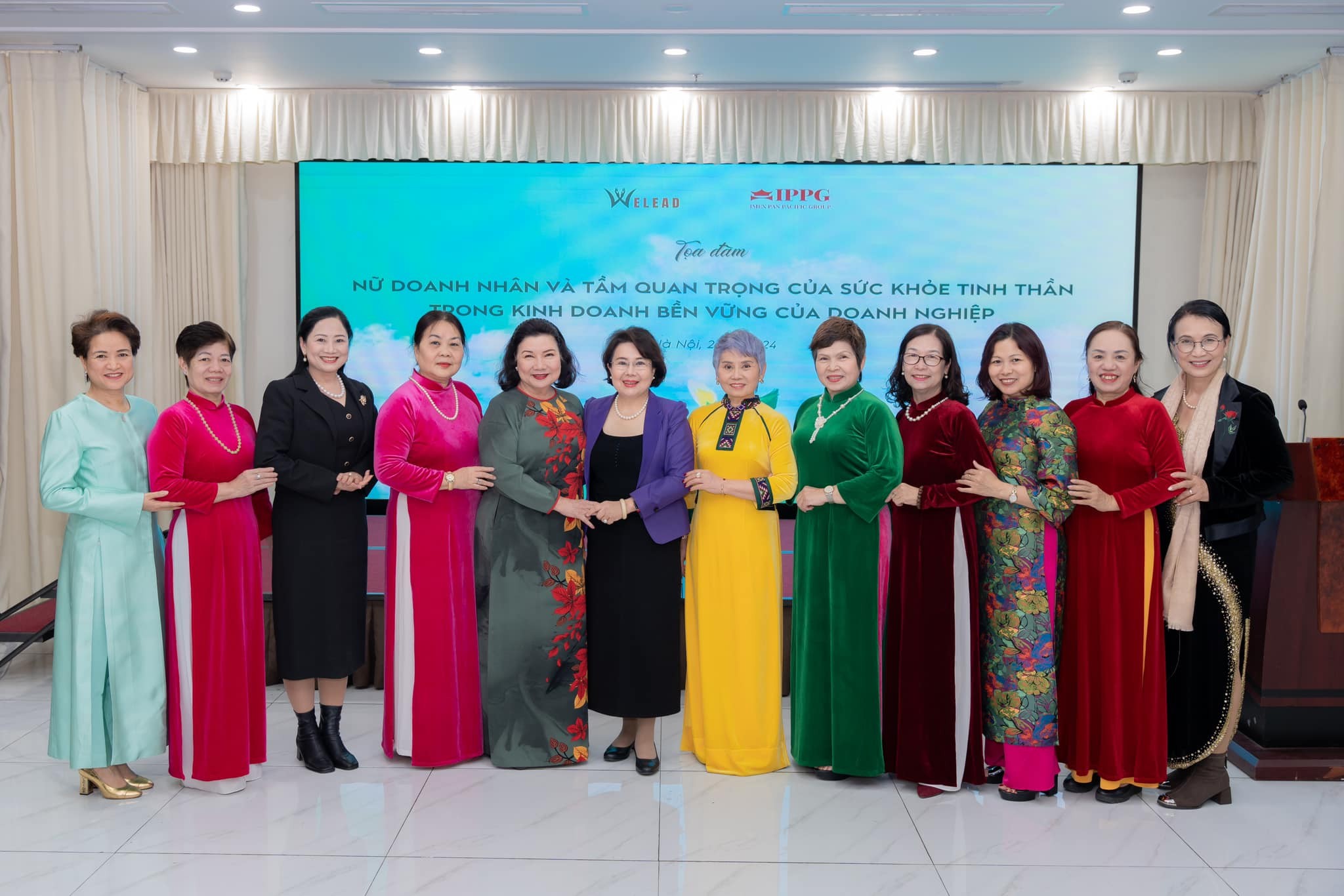 Women entrepreneurs showcasing their products at a trade fair in Hai Phong