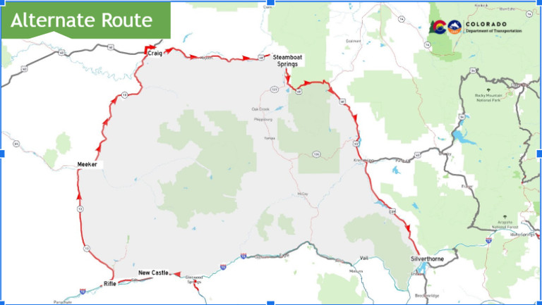 Alternate route I70 Glenwood Canyon closure