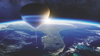 Another illustration of Space Perspective's Spaceship Neptune and balloon