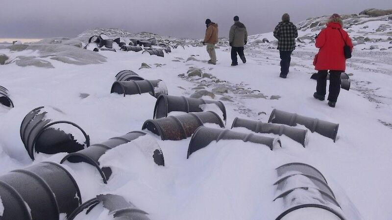 Fuel barrels in Antarctica left from previous researchers pose a threat to environmental sustainability