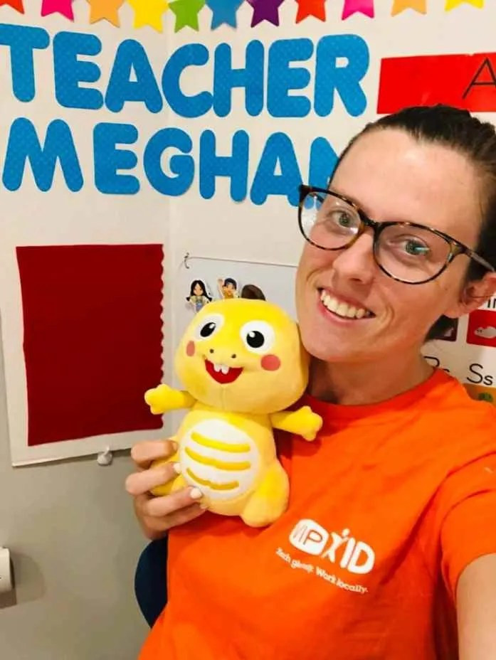 Teacher teaching online from a laptop