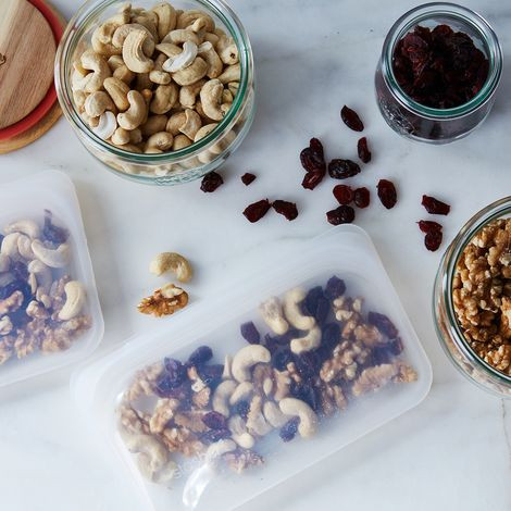 Assortment of nuts in small containers ready for travel