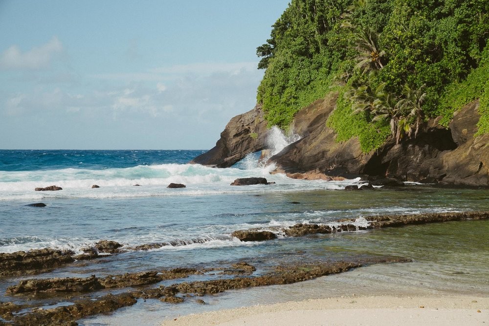 Authentic Oka dish in American Samoa, showcasing a blend of raw fish and coconut cream