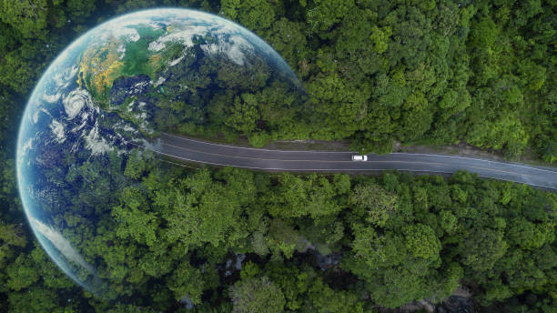 Electric car and ev electrical energy for environment ev car on forest road
