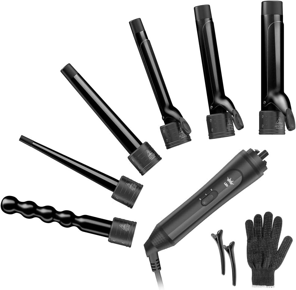 Curling Iron, 6-in-1 Curling Wands for travel