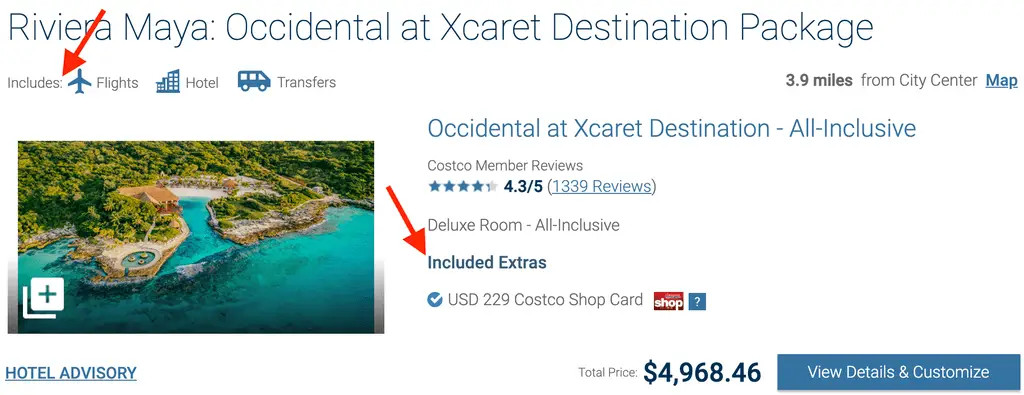 package on Costco travel.