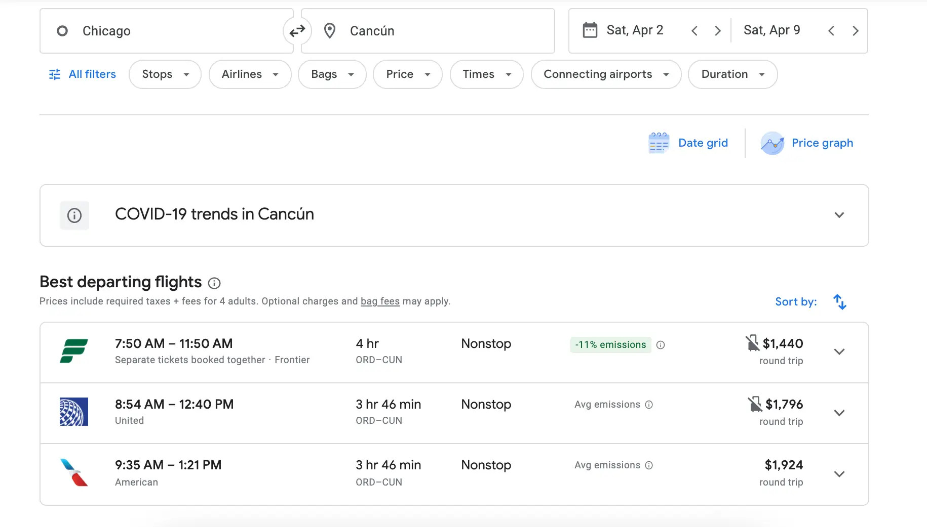 flight search on google flights.
