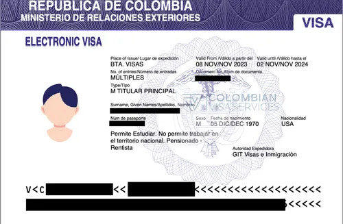 Example of Colombia Visa
