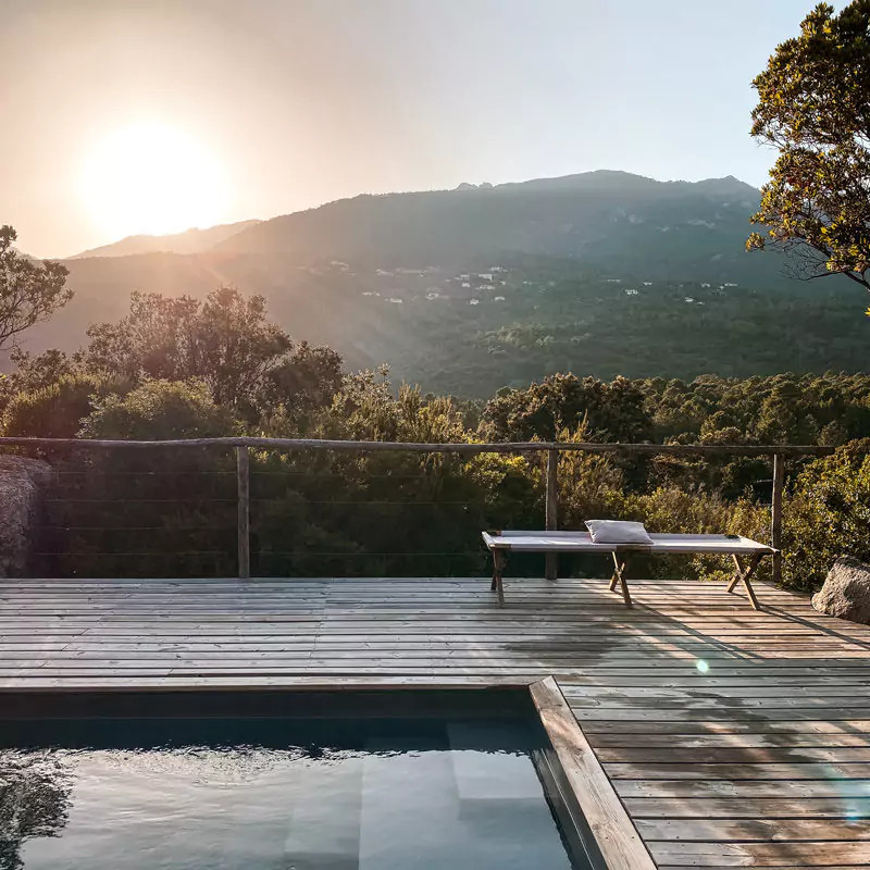 The view from the terrace in Corsica