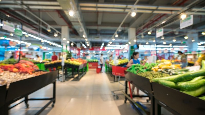 Supermarket Aisle with Various Products