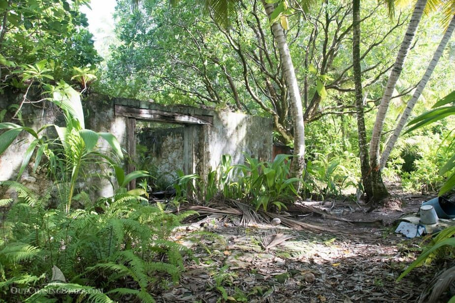 Ile Boddam ruins in Chagos Islands