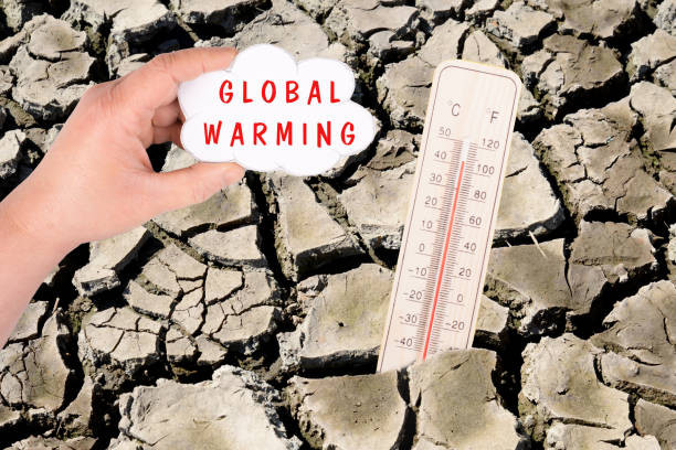 Dry earth with a thermometer - global warming and climate change concept environmental